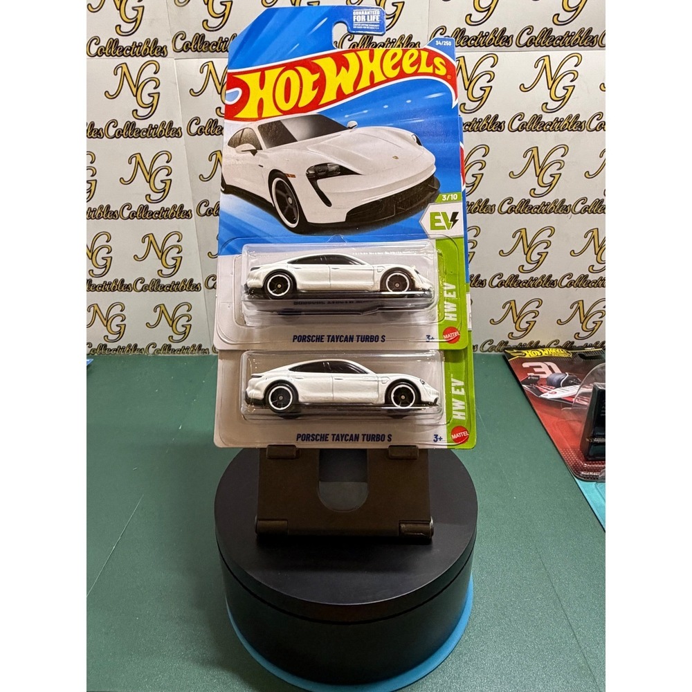 Hot Wheels Porsche Taycan Turbo S Lot of 2 White HW EV 1/64 Diecast 34/250 3/10